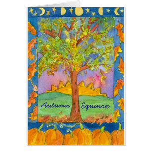 Sunset Watercolor Landscape Autumn Equinox