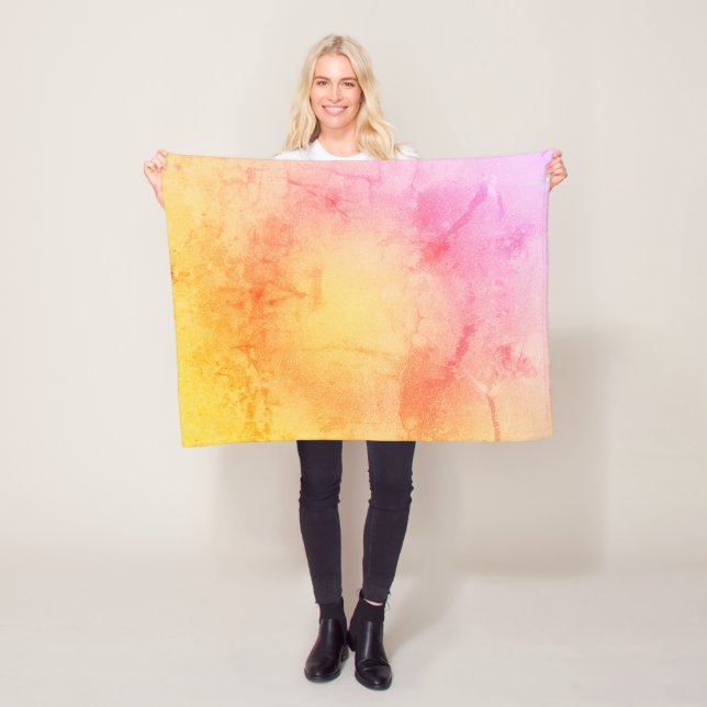 Sunset Watercolor Marble Fleece Blanket (In Situ)