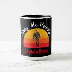 Sunset Watercolor Pirate Party Ahoy, Me Hearties! Mug