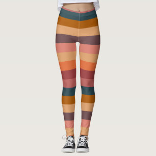 Sunset Watercolor Stripes Leggings