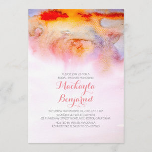 Sunset watercolors bridal shower invitation