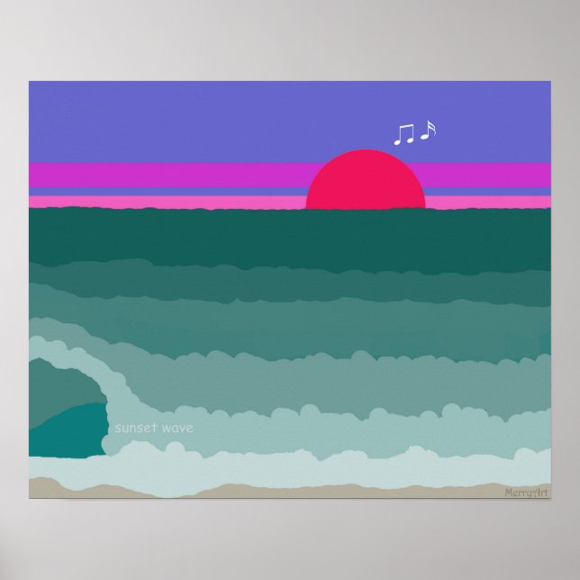 Sunset Wave original digital painting Poster (Front)