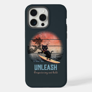 Sunset Wave-Riding Cat iPhone 15 Pro Max Case