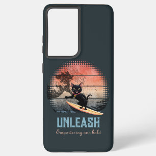 Sunset Wave-Riding Cat Samsung Galaxy Case