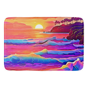 Sunset Waves: Vivid Coastal Dream Bath Mat