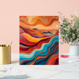 Sunset Waves – Warm Vibrant Abstract Landscape Pai Acrylic Sign