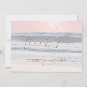 Sunset Wedding Oceanside Wedding Thank You Card