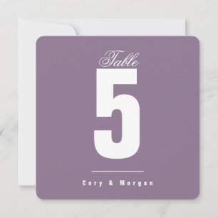 Sunset Wedding Solid Purple Table Number