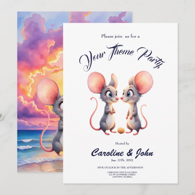 Sunset Whispers – A Tiny Love Story.  Invitation (Front/Back)