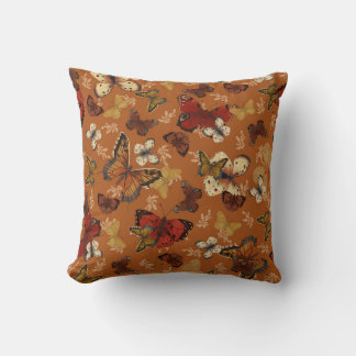 Sunset Wings Orange Butterfly Pattern  Cushion