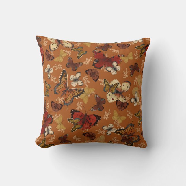 Sunset Wings Orange Butterfly Pattern  Cushion (Front)