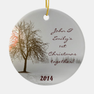 Sunset Winter Tree Bare Personalised Name Ornament