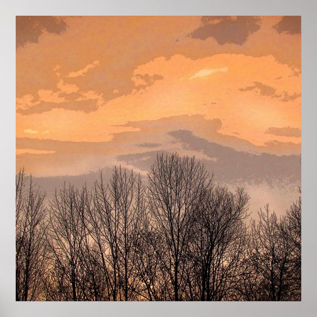 Sunset with Bare Trees Poster (Front)