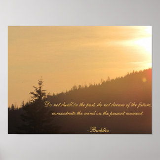 Sunset with Buddha Poster