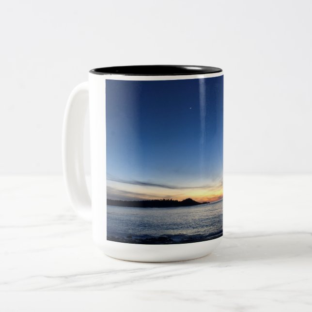 Sunset with moon Two-Tone coffee mug (Front Left)