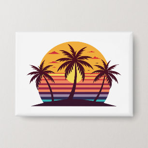 Sunset With Palm Trees Vector