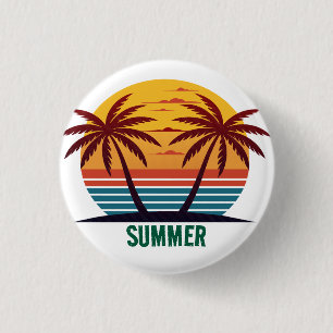 Sunset with Palm Trees Vector 3 Cm Round Badge