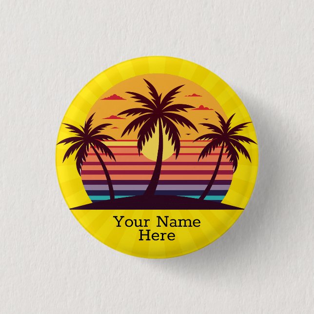 Sunset with Palm Trees Vector-98801 3 Cm Round Badge (Front)