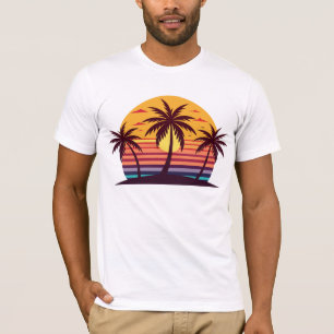 Sunset with Palm Trees Vector-98801 T-Shirt