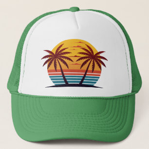 Sunset with Palm Trees Vector-98802 Trucker Hat