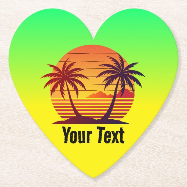 Sunset with Palm Trees Vector-98803 Paper Coaster (Front)