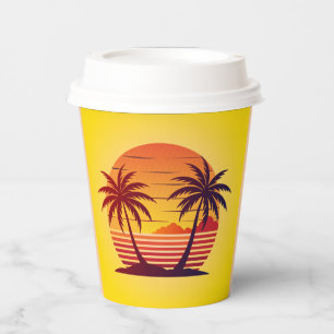 Sunset with Palm Trees Vector-98803 Paper Cups