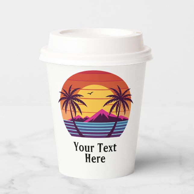 Sunset with Palm Trees Vector-98804 Paper Cups (Front)