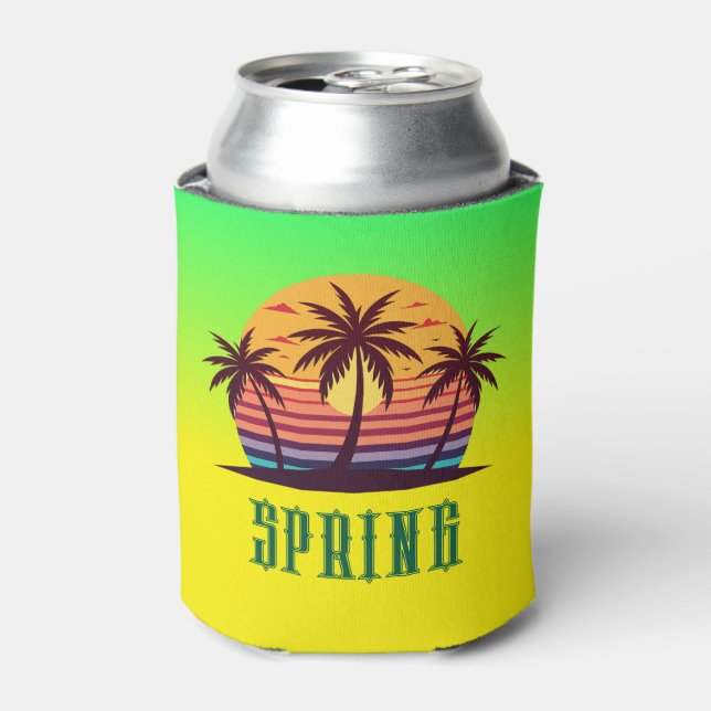 Sunset With Palm Trees Vector Can Cooler (Can Front)