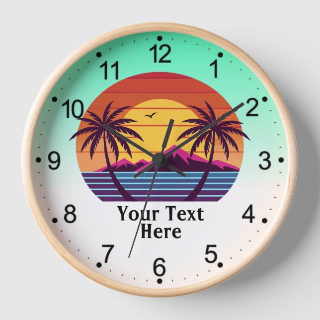 Sunset with Palm Trees Vector Clock (Front)