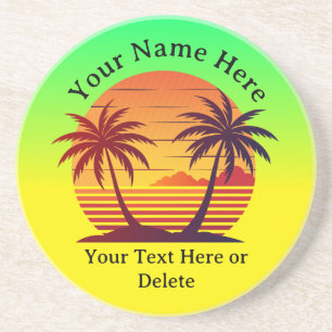 Sunset with Palm Trees Vector Coaster