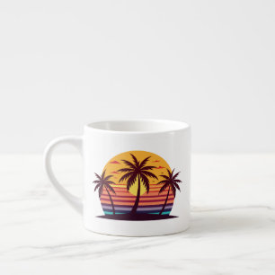 Sunset With Palm Trees Vector Espresso Cup