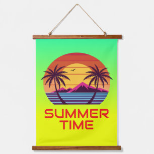 Sunset With Palm Trees Vector Hanging Tapestry