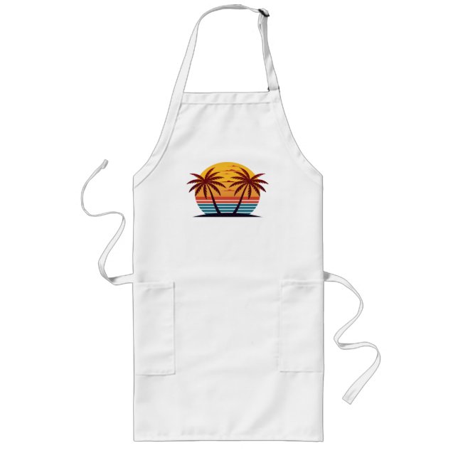 Sunset with Palm Trees Vector Long Apron (Front)