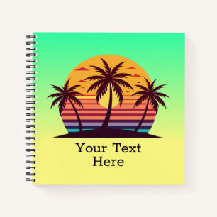 Sunset With Palm Trees Vector Notebook