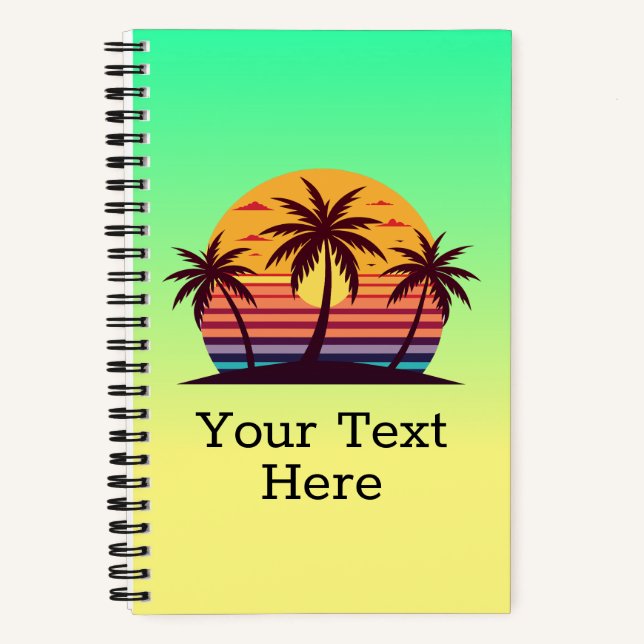 Sunset With Palm Trees Vector Notebook (Front)
