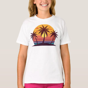 Sunset With Palm Trees Vector T-Shirt