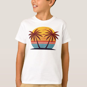 Sunset with Palm Trees Vector T-Shirt