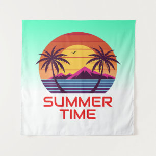 Sunset With Palm Trees Vector Tapestry