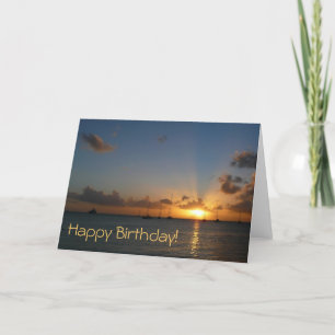 Sunset with Sailboats Birthday (Blank Inside) Card