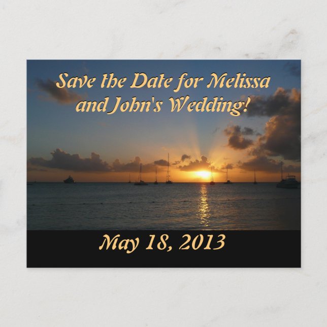 Sunset with Sailboats Postcard (Front)