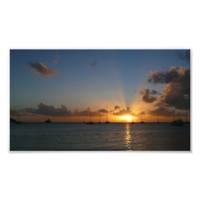 Sunset with Sailboats Tropical Landscape Photo (Front)