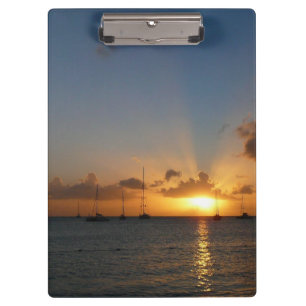 Sunset with Sailboats Tropical Landscape Photo Clipboard