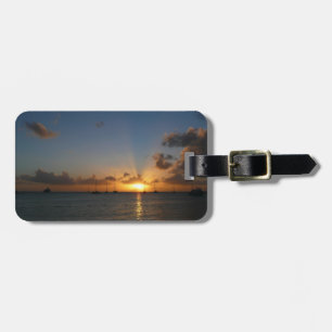 Sunset with Sailboats Tropical Landscape Photo Luggage Tag