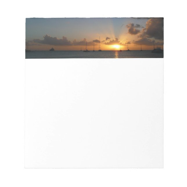 Sunset with Sailboats Tropical Landscape Photo Notepad (Front)