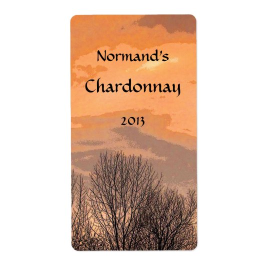 Sunset with Trees Wine Label Shipping Label