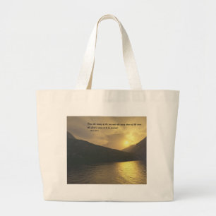 Sunset with Verse Large Tote Bag