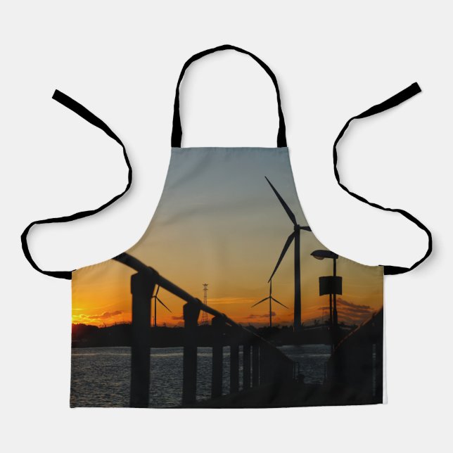 Sunset with windmill, relaxing and calming. apron (Front)