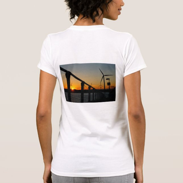 Sunset with windmill, relaxing. T-Shirt (Back)