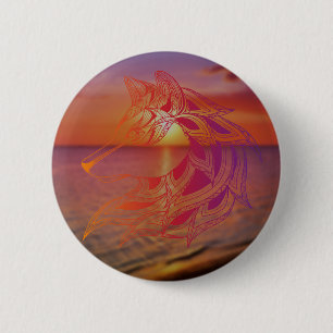Sunset Wolf Button