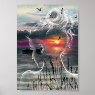 Sunset Woman Poster